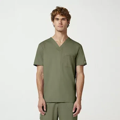 Cherokee Mens V Neck Short Sleeve Scrub Top In Green