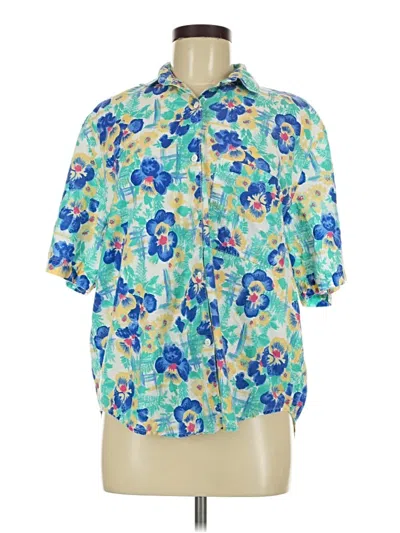Pre-owned Cherokee Short Sleeve Blouse In Blue