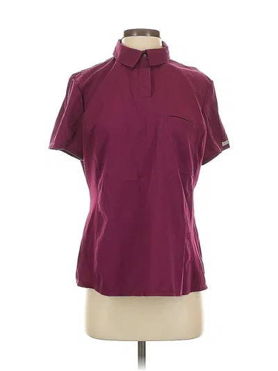 Pre-owned Cherokee Short Sleeve Blouse In Burgundy