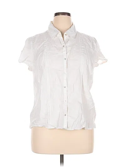 Pre-owned Cherokee Short Sleeve Blouse In White