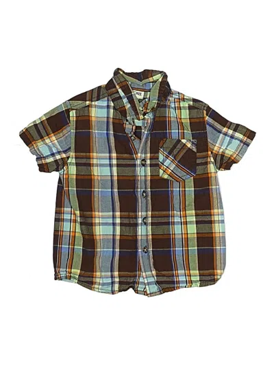 Pre-owned Cherokee Kids' Short Sleeve Button Down Shirt In Brown