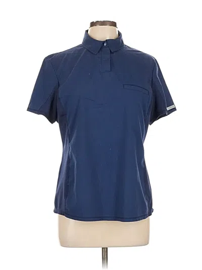 Pre-owned Cherokee Short Sleeve Top Blue Mock Neckline Tops
