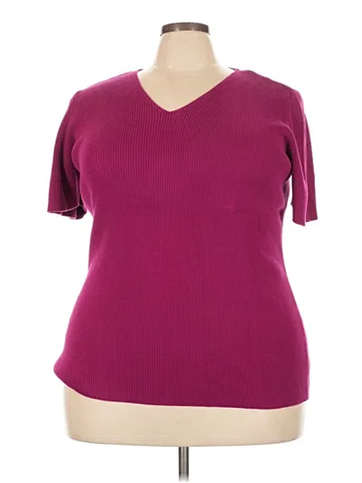 Pre-owned Cherokee Short Sleeve Top Burgundy V-neck Tops