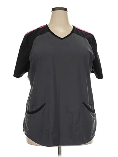 Pre-owned Cherokee Short Sleeve Top Gray V-neck Tops