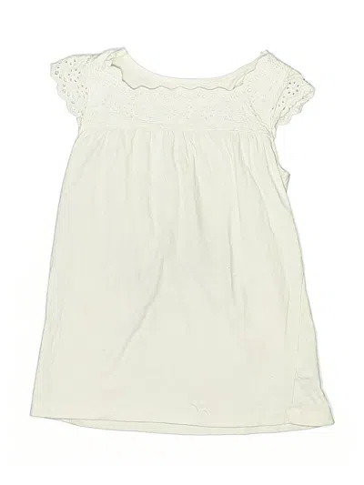 Pre-owned Cherokee Kids' Short Sleeve Top Ivory Ruffles Neckline Tops In White