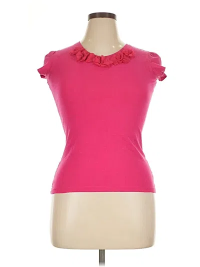 Pre-owned Cherokee Short Sleeve Top Pink Ruffles Neckline Tops