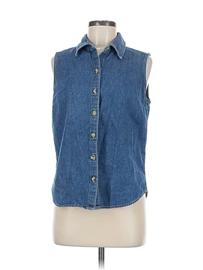 Pre-owned Cherokee Sleeveless Button Down Shirt In Blue