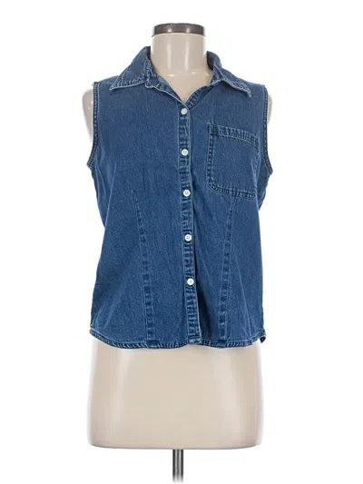 Pre-owned Cherokee Sleeveless Button Down Shirt In Blue