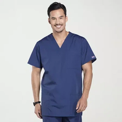 Cherokee Unisex Adult Tall V Neck Short Sleeve Scrub Top In Blue