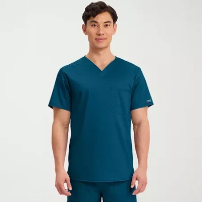 Cherokee Unisex Adult V Neck Short Sleeve Scrub Top In Blue