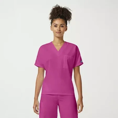 Cherokee Unisex Adult V Neck Short Sleeve Scrub Top In Pink