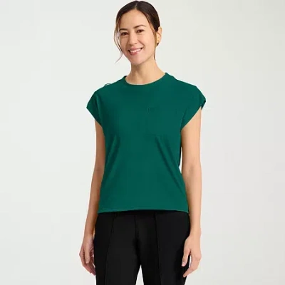 Cherokee Womens Crew Neck Short Sleeve Scrub Top In Green