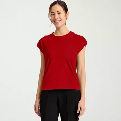 Cherokee Womens Crew Neck Short Sleeve Scrub Top In Red