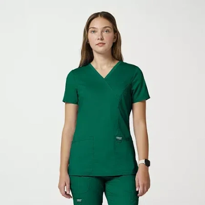 Cherokee Womens Mock Neck Short Sleeve Scrub Top In Green