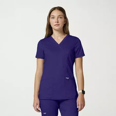 Cherokee Womens Mock Neck Short Sleeve Scrub Top In Purple