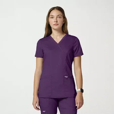 Cherokee Womens Mock Neck Short Sleeve Scrub Top In Purple