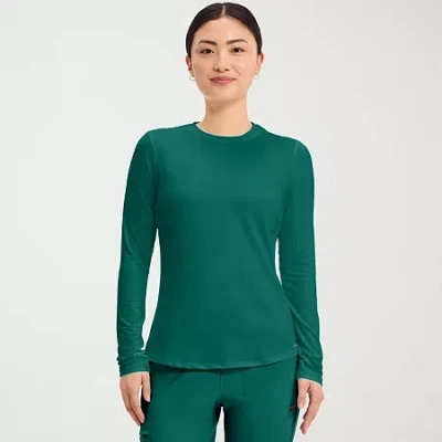 Cherokee Womens Scoop Neck Long Sleeve Scrub Top In Green