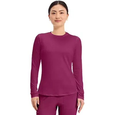 Cherokee Womens Scoop Neck Long Sleeve Scrub Top In Pink