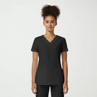 Cherokee Womens V Neck Short Sleeve Scrub Top In Black