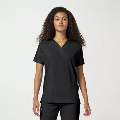 Cherokee Womens V Neck Short Sleeve Scrub Top In Black