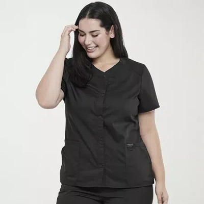 Cherokee Womens V Neck Short Sleeve Scrub Top In Black