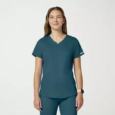 Cherokee Womens V Neck Short Sleeve Scrub Top In Blue