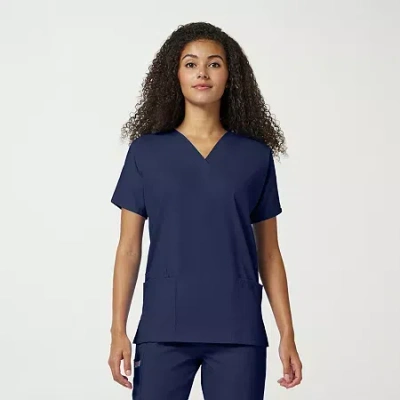Cherokee Womens V Neck Short Sleeve Scrub Top In Blue