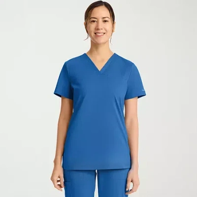 Cherokee Womens V Neck Short Sleeve Scrub Top In Blue