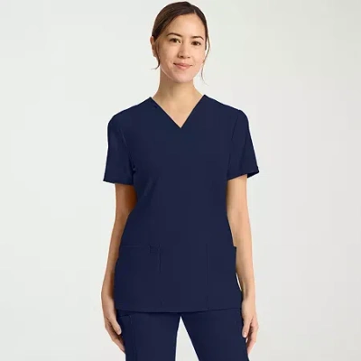 Cherokee Womens V Neck Short Sleeve Scrub Top In Blue