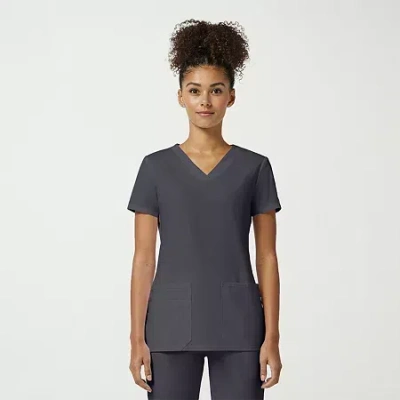 Cherokee Womens V Neck Short Sleeve Scrub Top In Gray