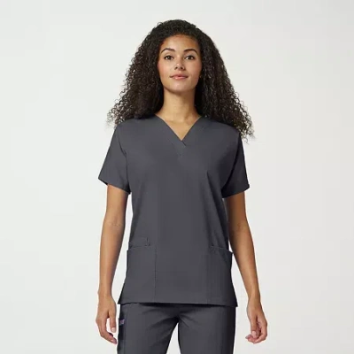Cherokee Womens V Neck Short Sleeve Scrub Top In Gray
