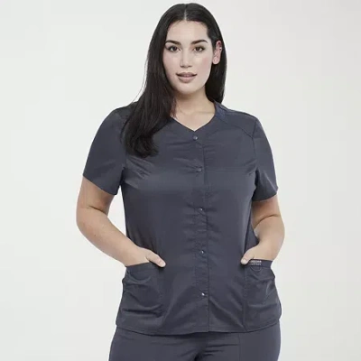 Cherokee Womens V Neck Short Sleeve Scrub Top In Gray