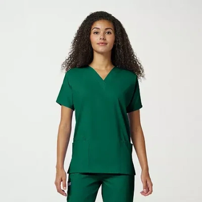 Cherokee Womens V Neck Short Sleeve Scrub Top In Green
