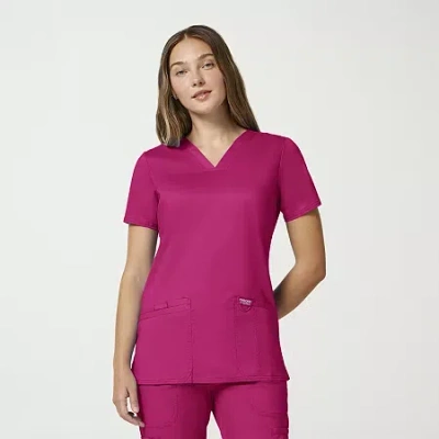 Cherokee Womens V Neck Short Sleeve Scrub Top In Purple