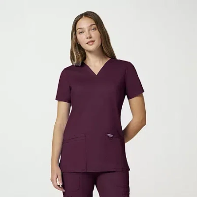 Cherokee Womens V Neck Short Sleeve Scrub Top In Pink