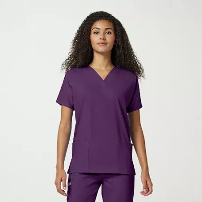 Cherokee Womens V Neck Short Sleeve Scrub Top In Purple