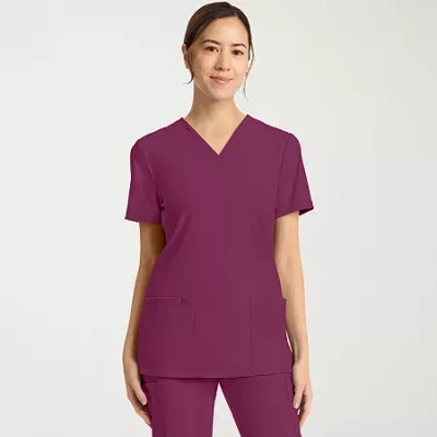 Cherokee Womens V Neck Short Sleeve Scrub Top In Purple