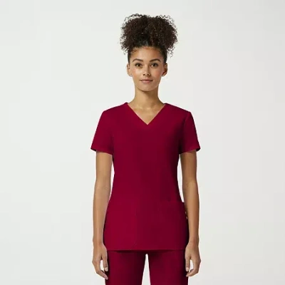 Cherokee Womens V Neck Short Sleeve Scrub Top In Red