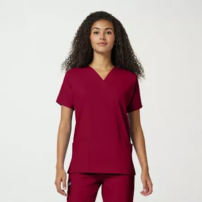 Cherokee Womens V Neck Short Sleeve Scrub Top In Red
