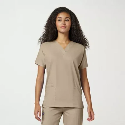 Cherokee Womens V Neck Short Sleeve Scrub Top In Neutral