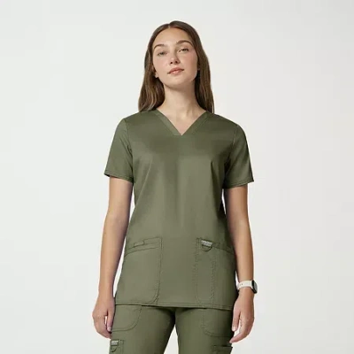 Cherokee Womens V Neck Short Sleeve Scrub Top In Green