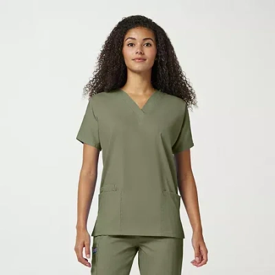 Cherokee Womens V Neck Short Sleeve Scrub Top In Green