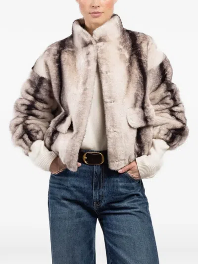 Cherry Blue Printed Faux-fur Jacket In Multi