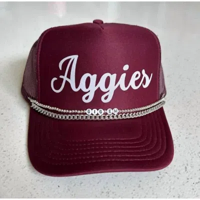 Cherry Cloth Women's Aggies Glam Trucker Cap In Maroon In Red