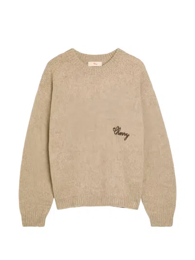 Cherry La American Classic Embroidered-detail Knitted Sweater In Neutral