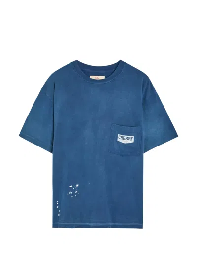 Cherry La Chevron Paint-splatter T-shirt In Blue