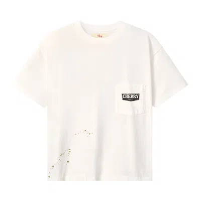 Pre-owned Cherry La Chevron Stitch Boxy Pocket T-shirt 'vintage White/brown' | Men's Size Xl