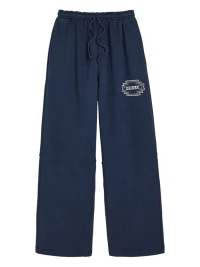 Cherry La Drawstring Logo Track Pants In Blue