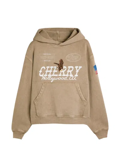 Cherry La Eagle-print Hoodie In Brown