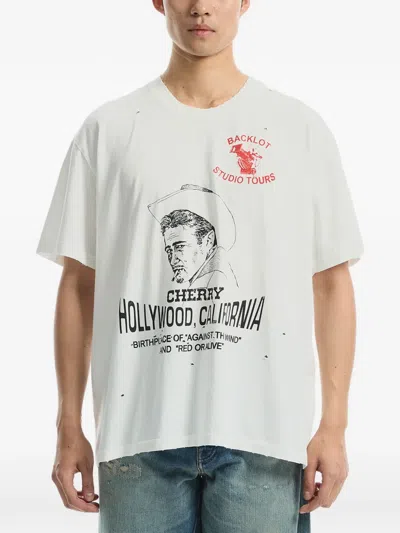 Cherry La Graphic-print Distressed T-shirt In White